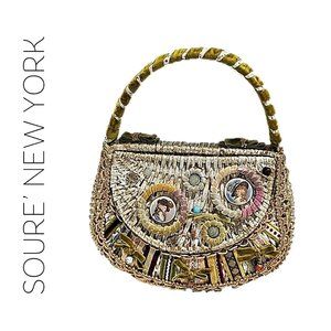 VINTAGE 1950'S SOURE' NEW YORK WICKER HANDBAG